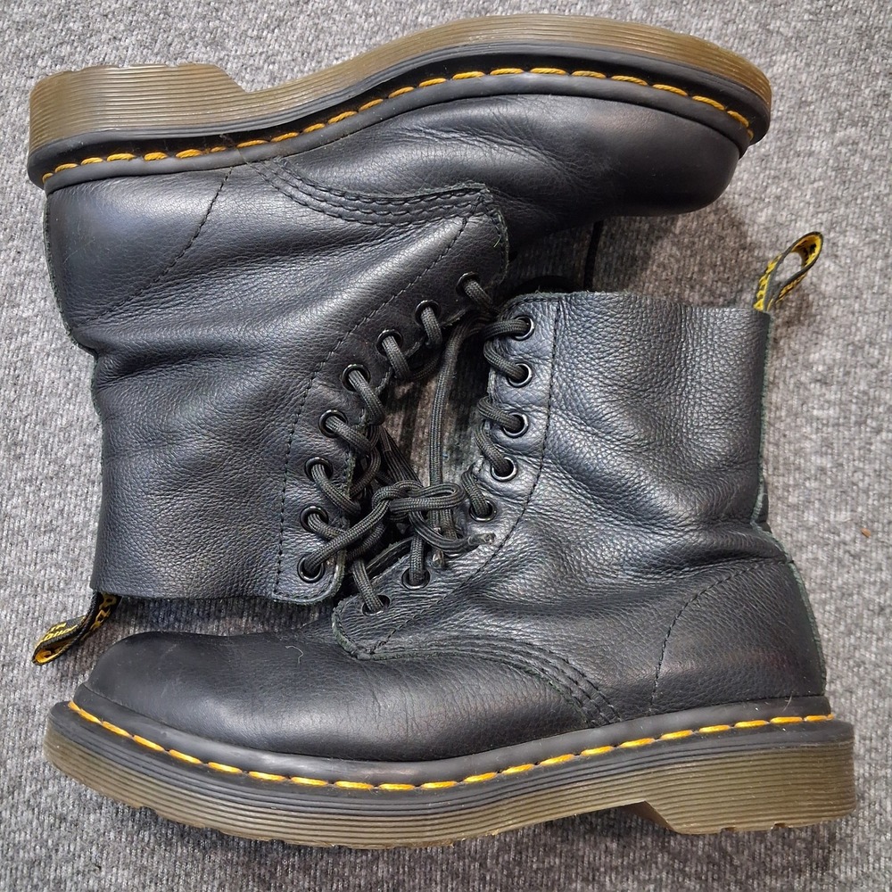Dr. Martens 1460 Pascal Black Virginia Leather 8 Eye Lace Up Combat Boots Punk 6